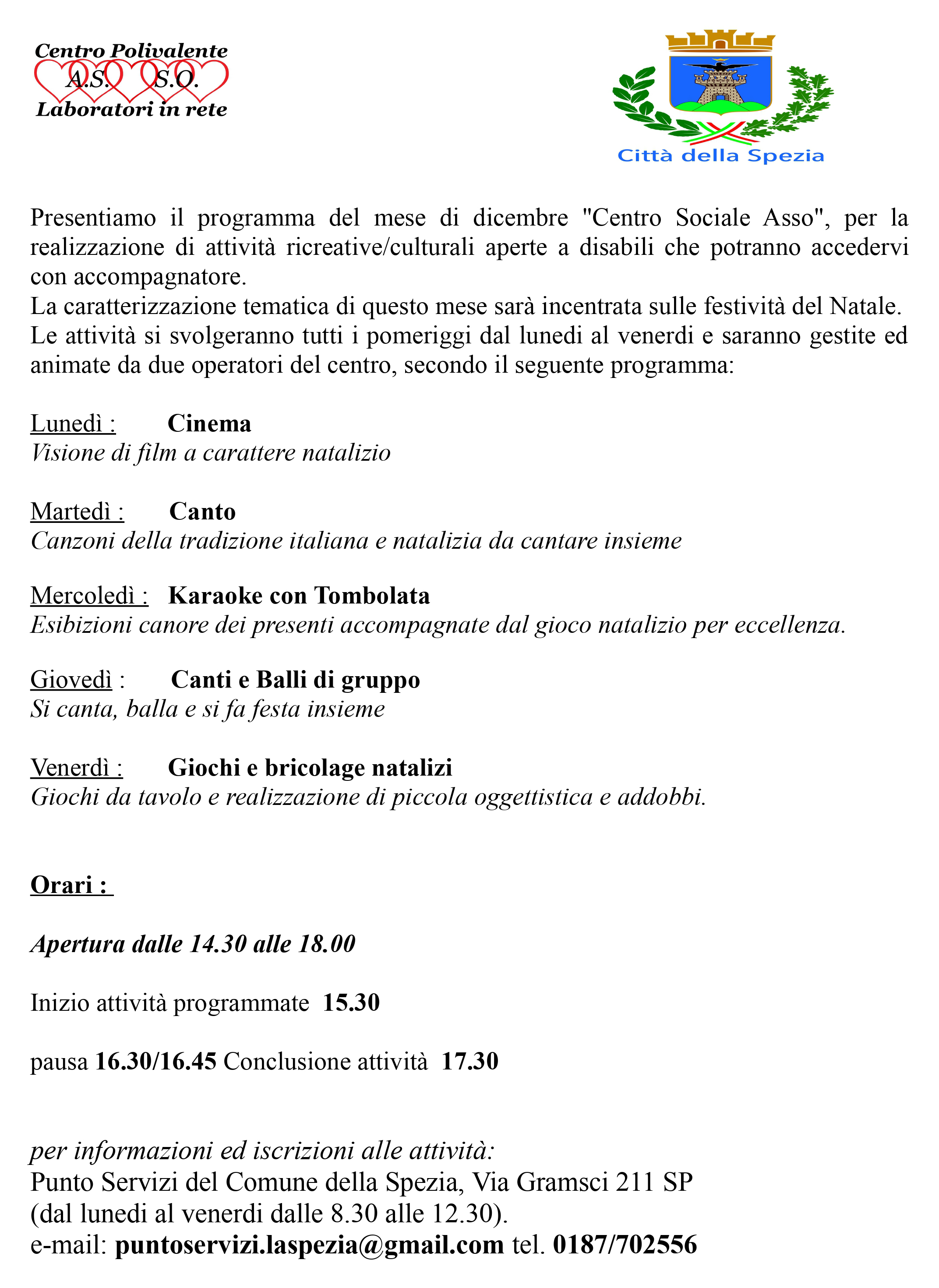 Attività di Dicembre